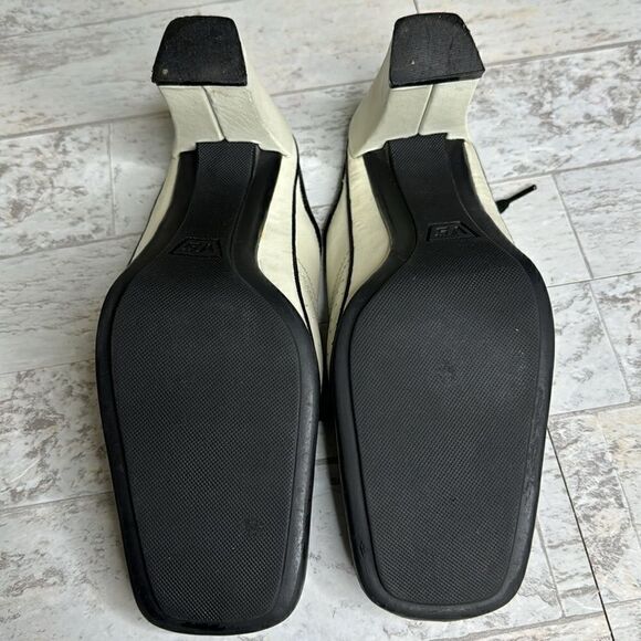 Vintage 90’s Magma Pale Green Black Saddle Mules 3.5” Heel Size 6m - Picture 9 of 11